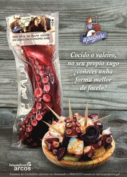 Degustación de pulpo cocido en vacío a vapor con su propio jugo